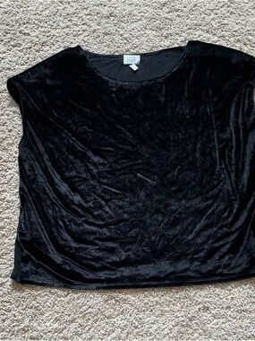Frenchi Black Velvet Short Sleeve Top
